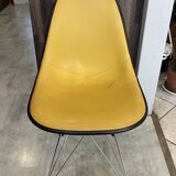Fibreglass chair skai vinyl DSR Eiffel yellow Eames Herman Miller