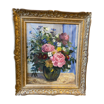 Tableau de fleurs signé lelorrain