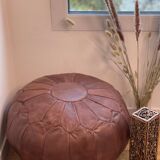 Moroccan leather pouf