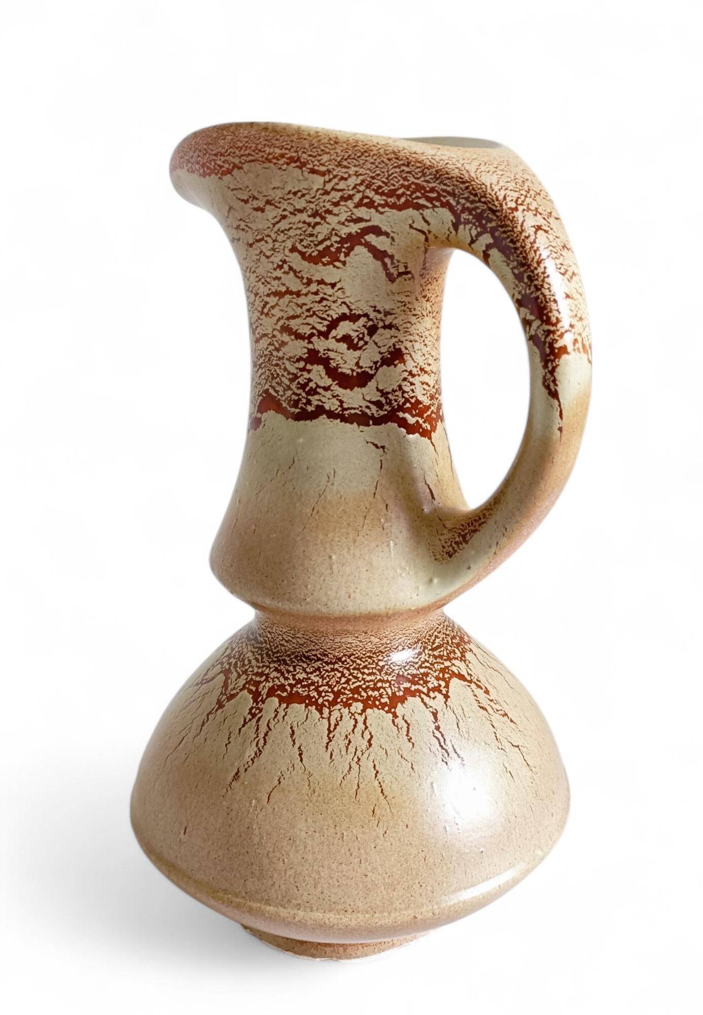 Mid-Century Ceramic Jug Vase by Roberto Rigon for Bertoncello, Signed, 1960s