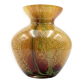 Vintage La Rochère Vase - Coloured Marbled Glass - Signed