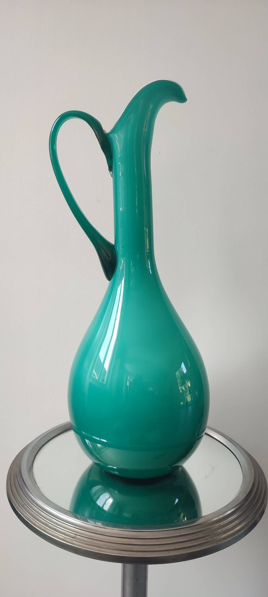 Vintage double glass vase-jug from Empoli (38 cm)