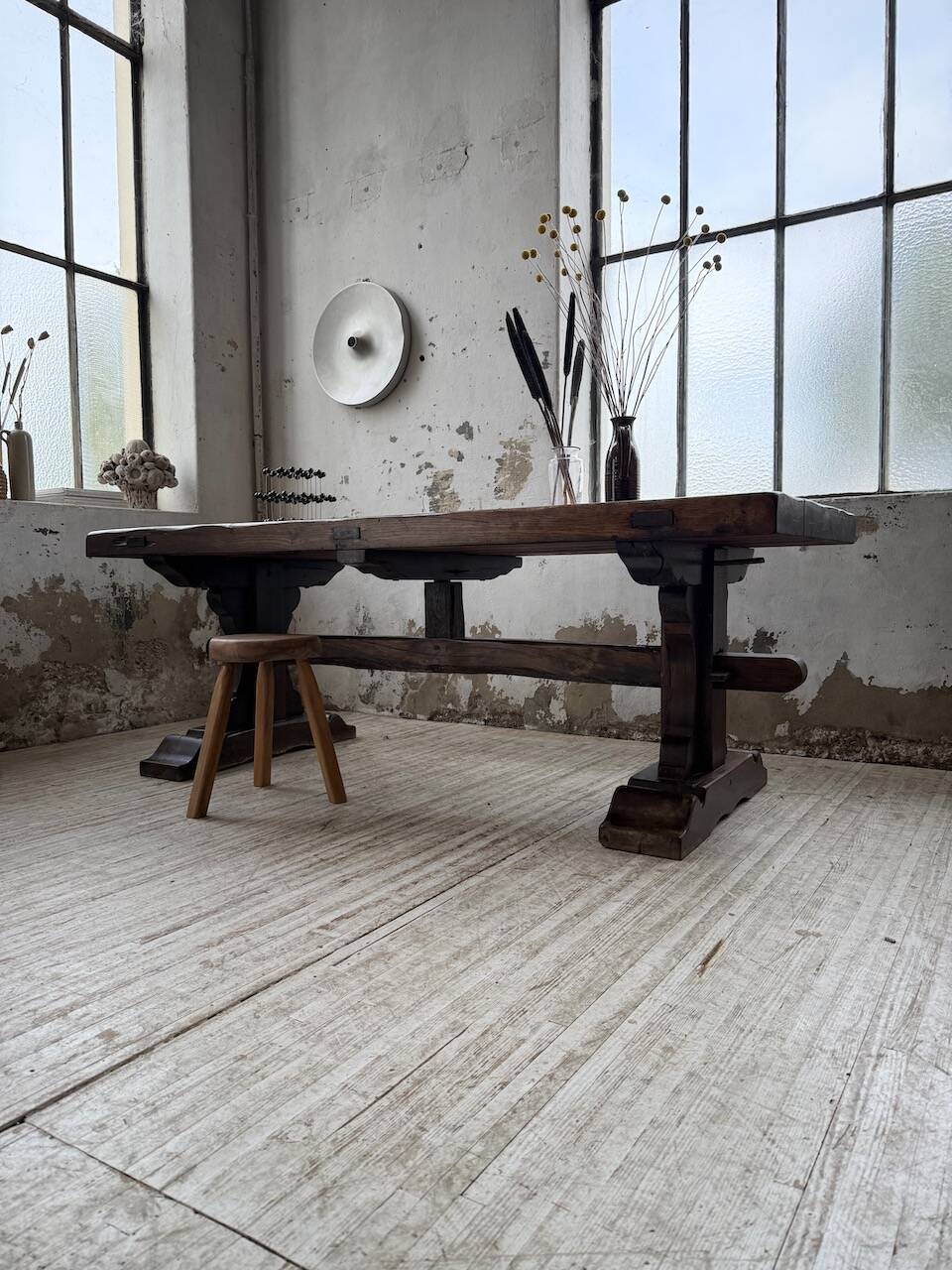 Table de monastère XXL en chêne, 19ème s.