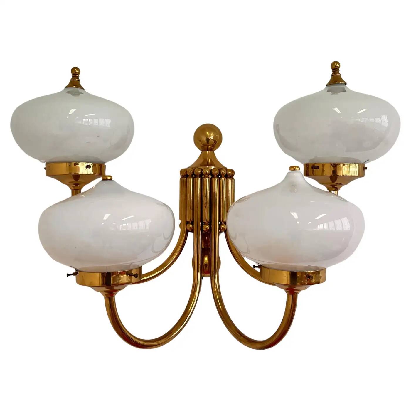 Big XXL brass and glass wall lamp in Art Deco, Art Nouveau style, around 1980s