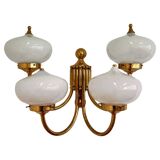 Big XXL brass and glass wall lamp in Art Deco, Art Nouveau style, around 1980s