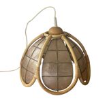 Vintage mother-of-pearl and rattan pendant light