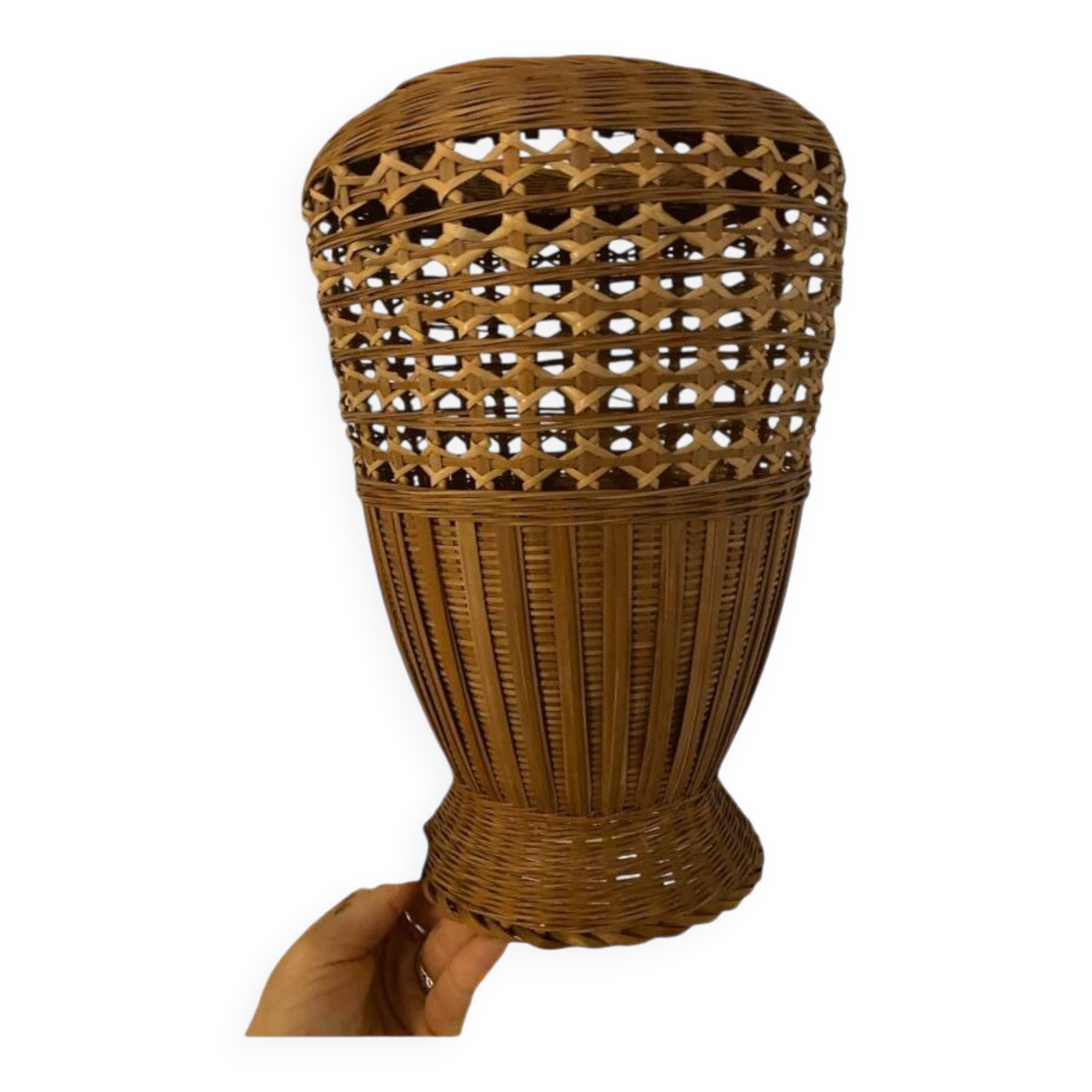 Vintage rattan vase and planter