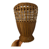 Vase, cache-pot vintage en rotin