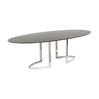 Italian vintage oval dining table produced by Cidue in the 1970s