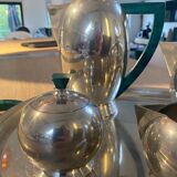 Tea service and coffee art deco handmade, solid tin and malachite