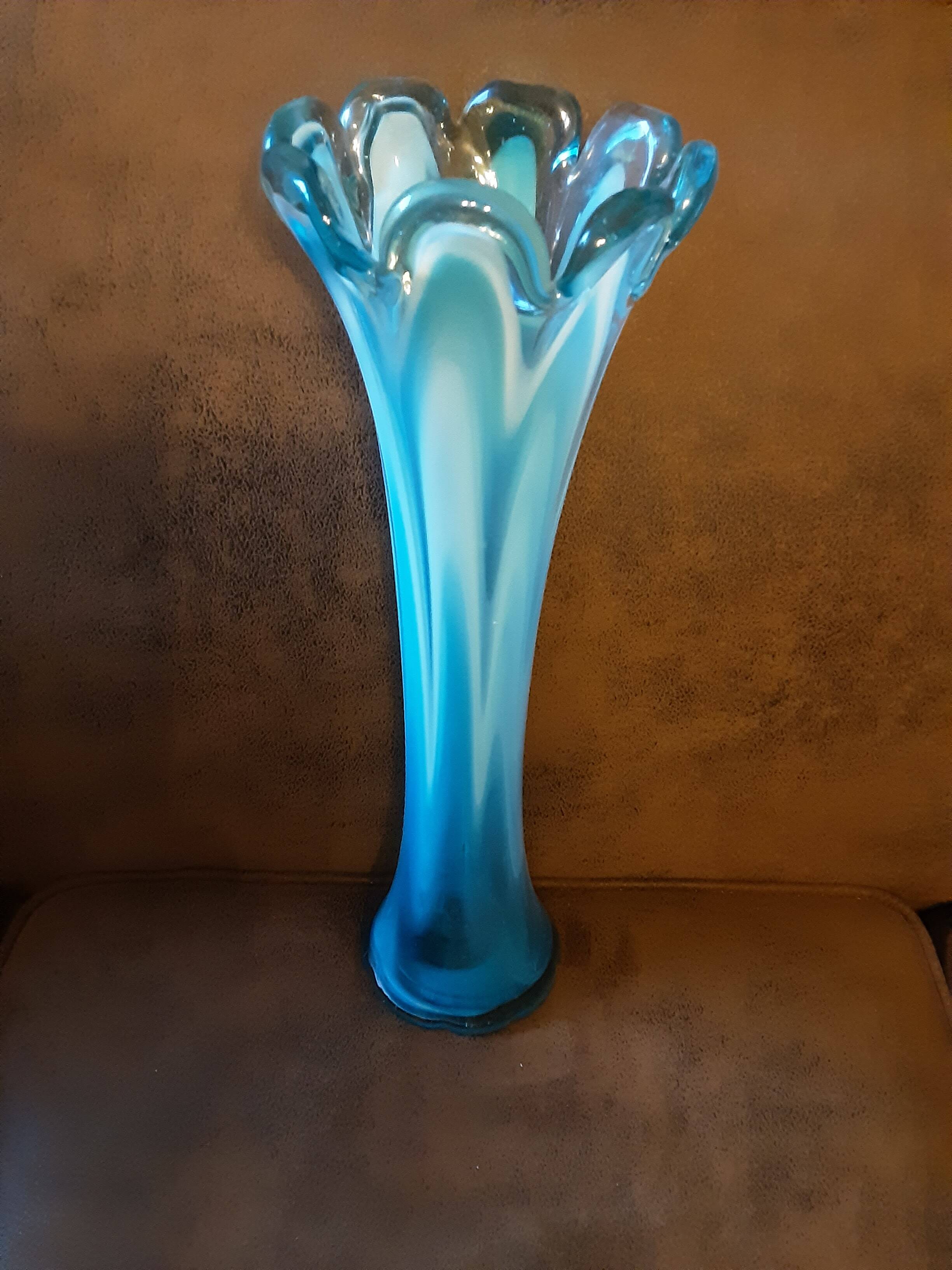 Large turquoise opaline crystal vase