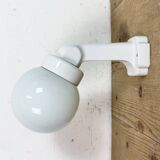 Vintage White Porcelain Wall Light with Milk Glass, 1950s