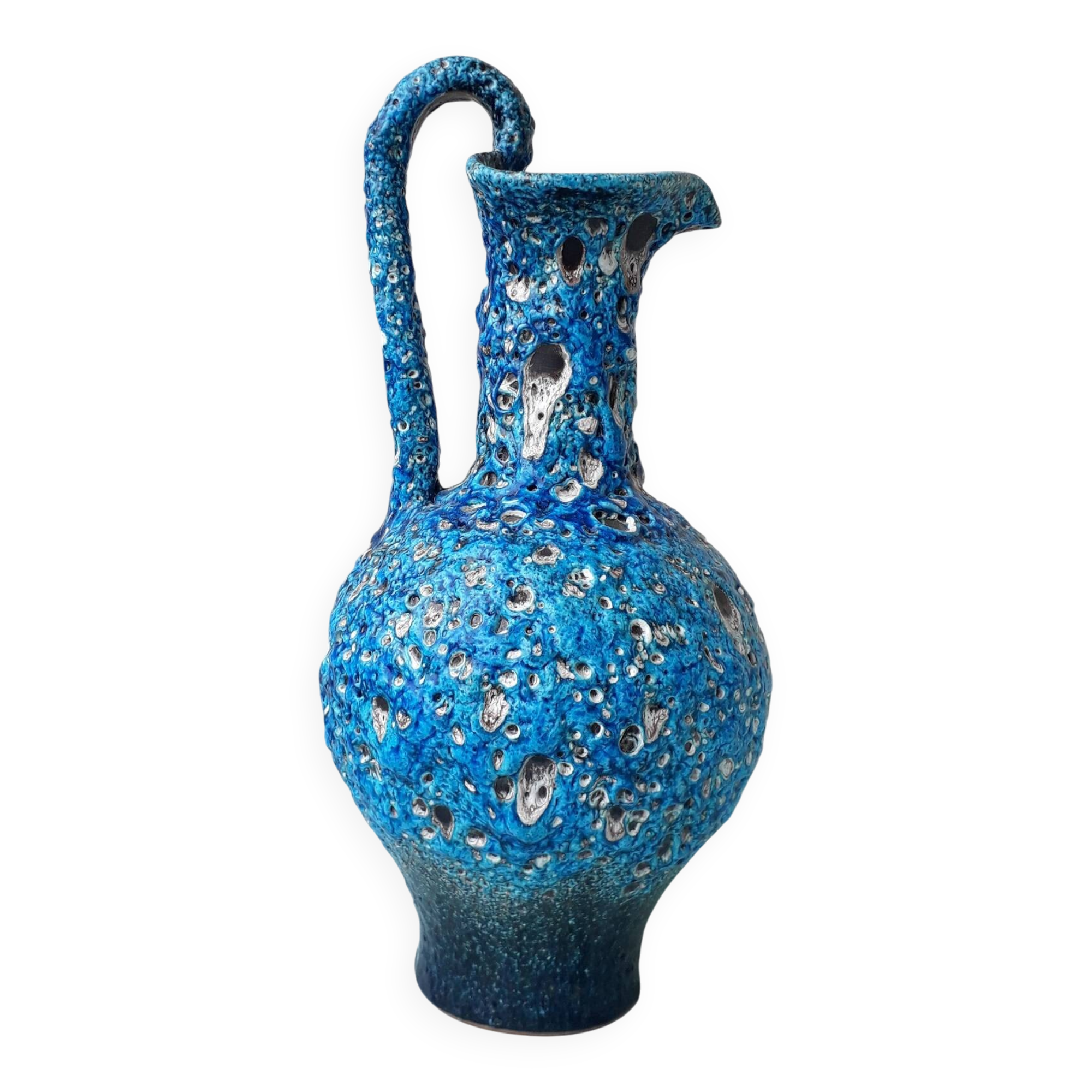 Pichet bleu en céramique fat lava