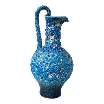Blue ceramic fat lava jug