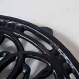 Vintage 21cm black cast iron round flat