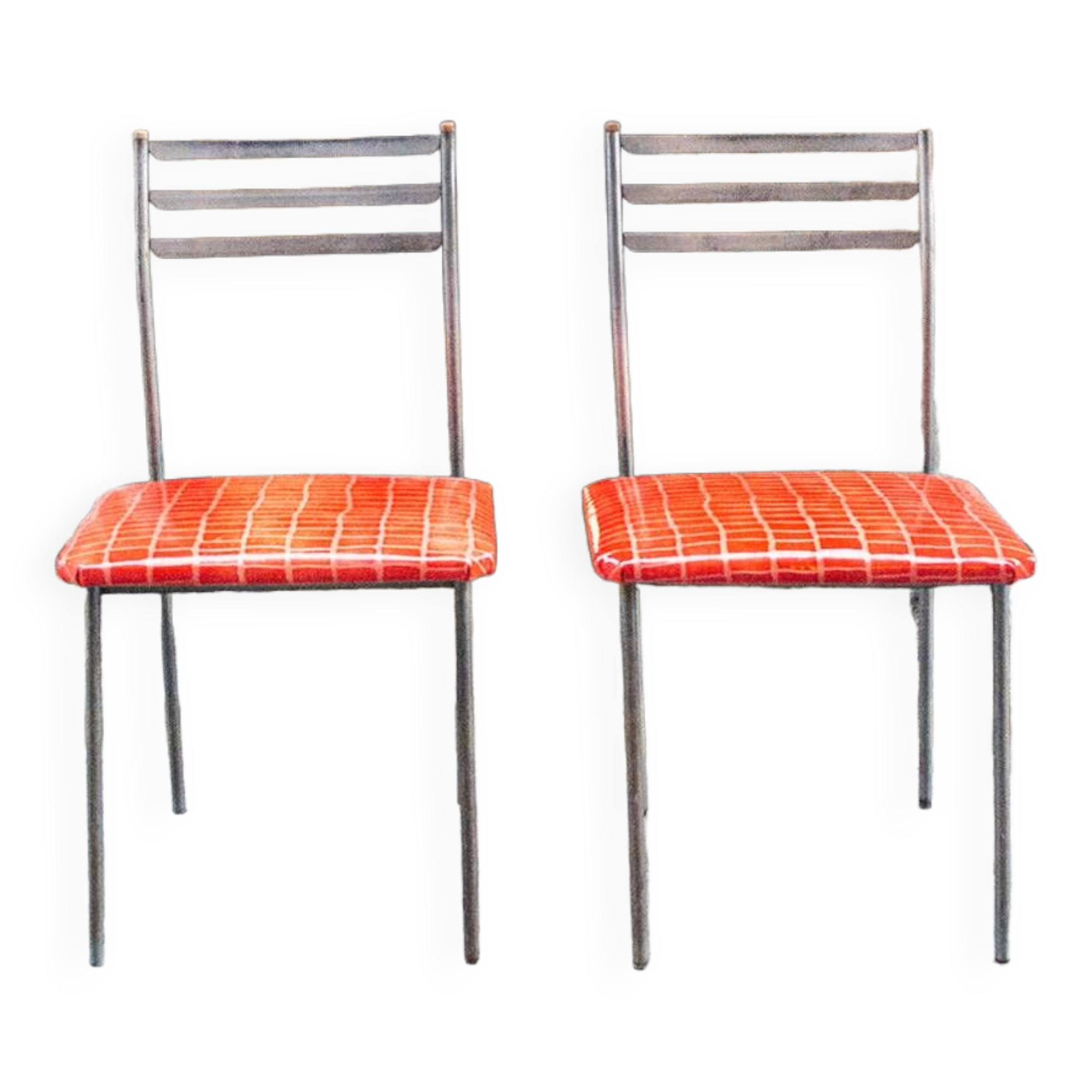 Iron and leather chairs Italy 1960s