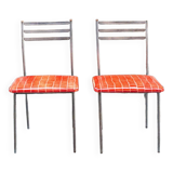 Chaises en fer et en cuir Italie 1960