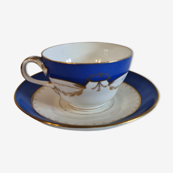 Porcelain From Sarreguemines, Cup And Under Cup