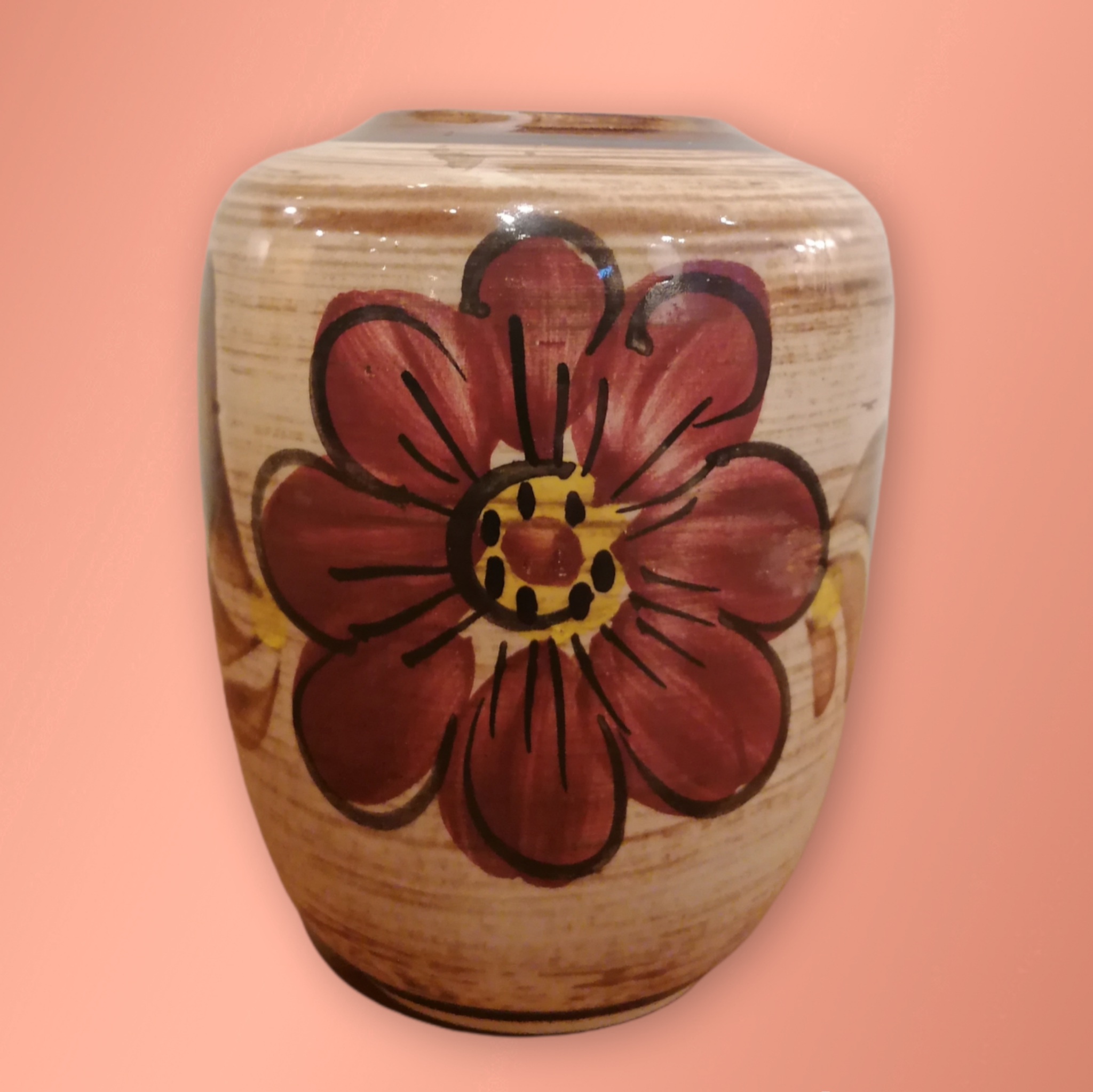 Vase vintage en céramique à fleurs