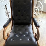 Ancien fauteuil Chesterfield Victoria / vintage / noir