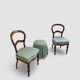 Antique Victorian era ballon back chairs and stool