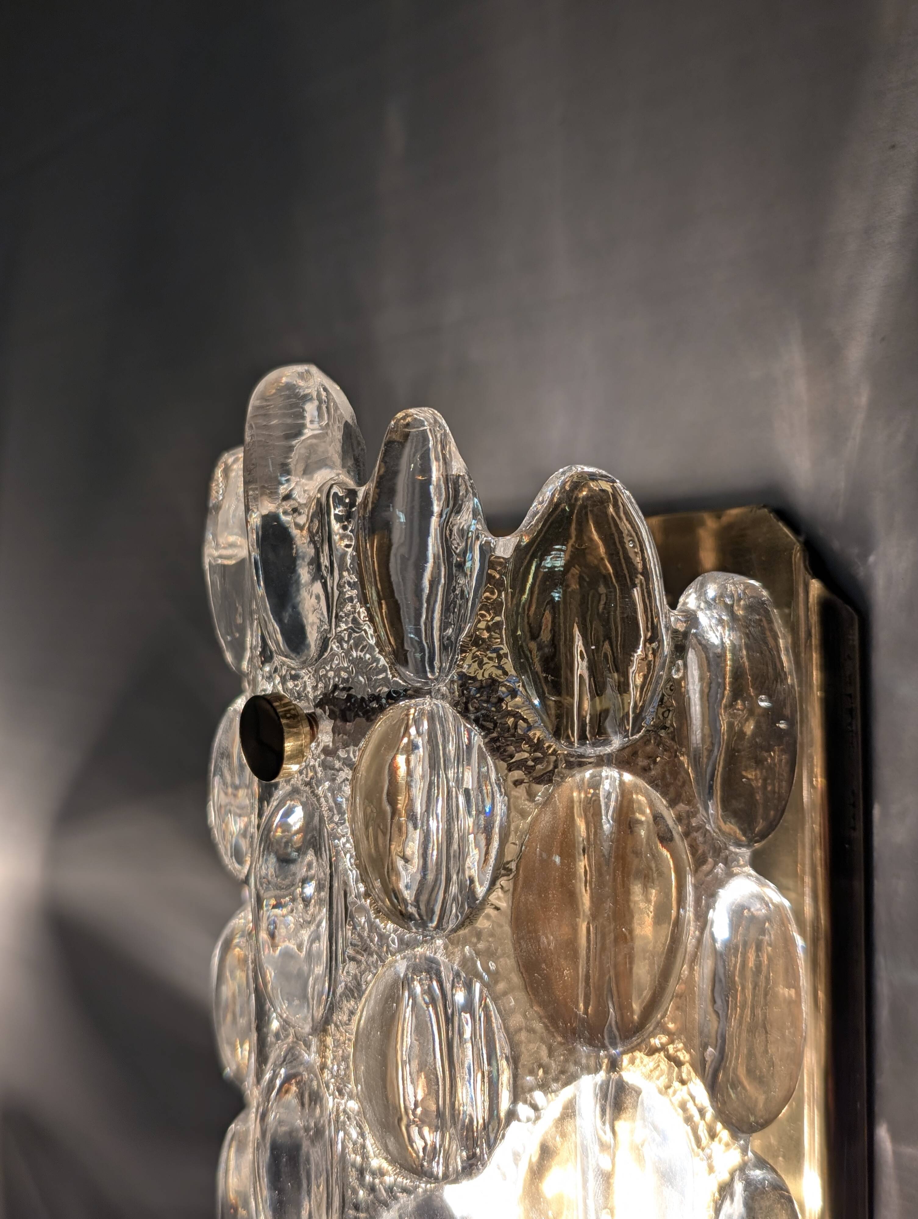 Pair of ÖIA Swedish Glass and Brass Wall Sconces 1960s