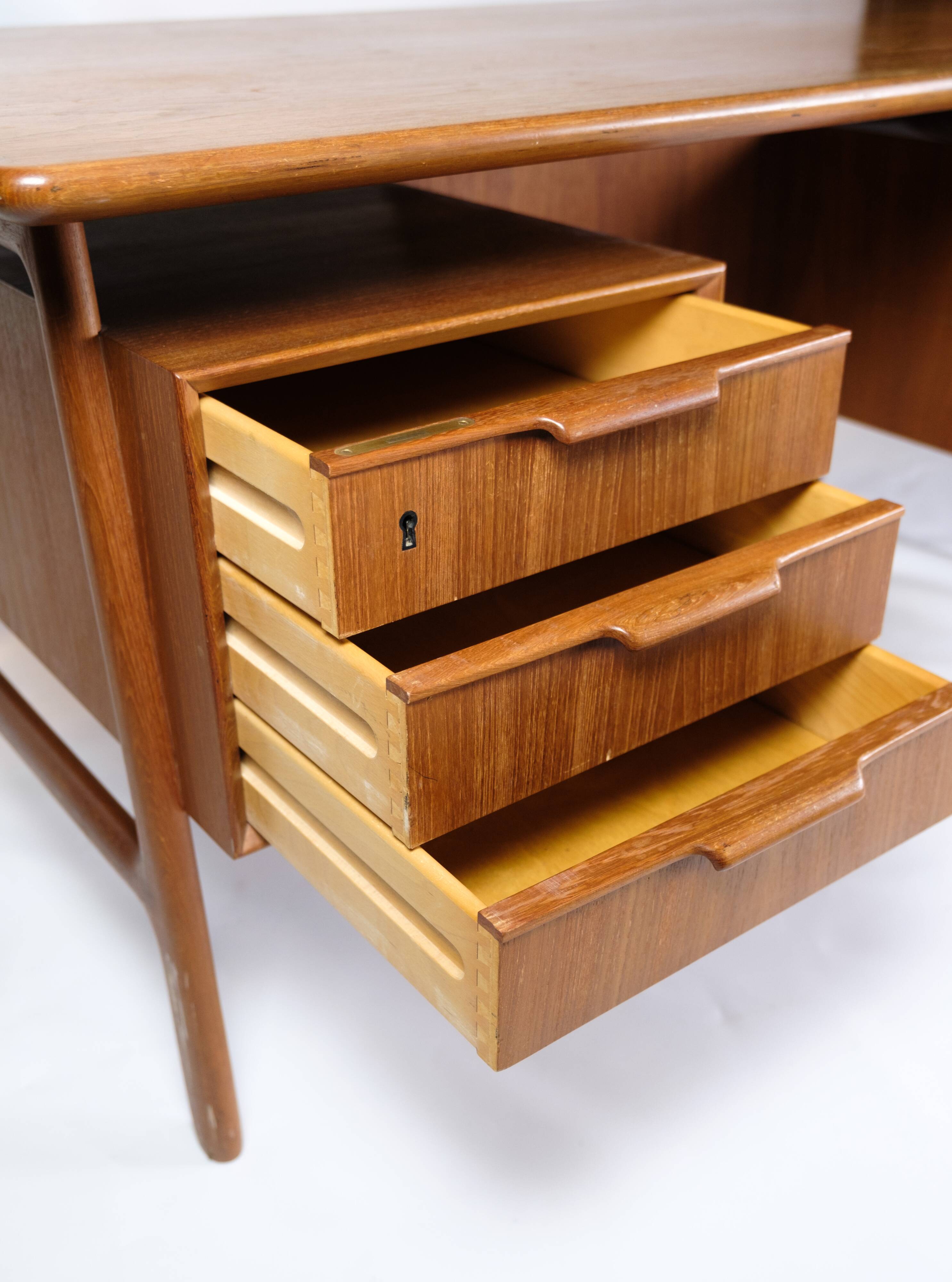 Desk Model 75 Made In Teak By Omann Junior Møbelfabrik From 1960s