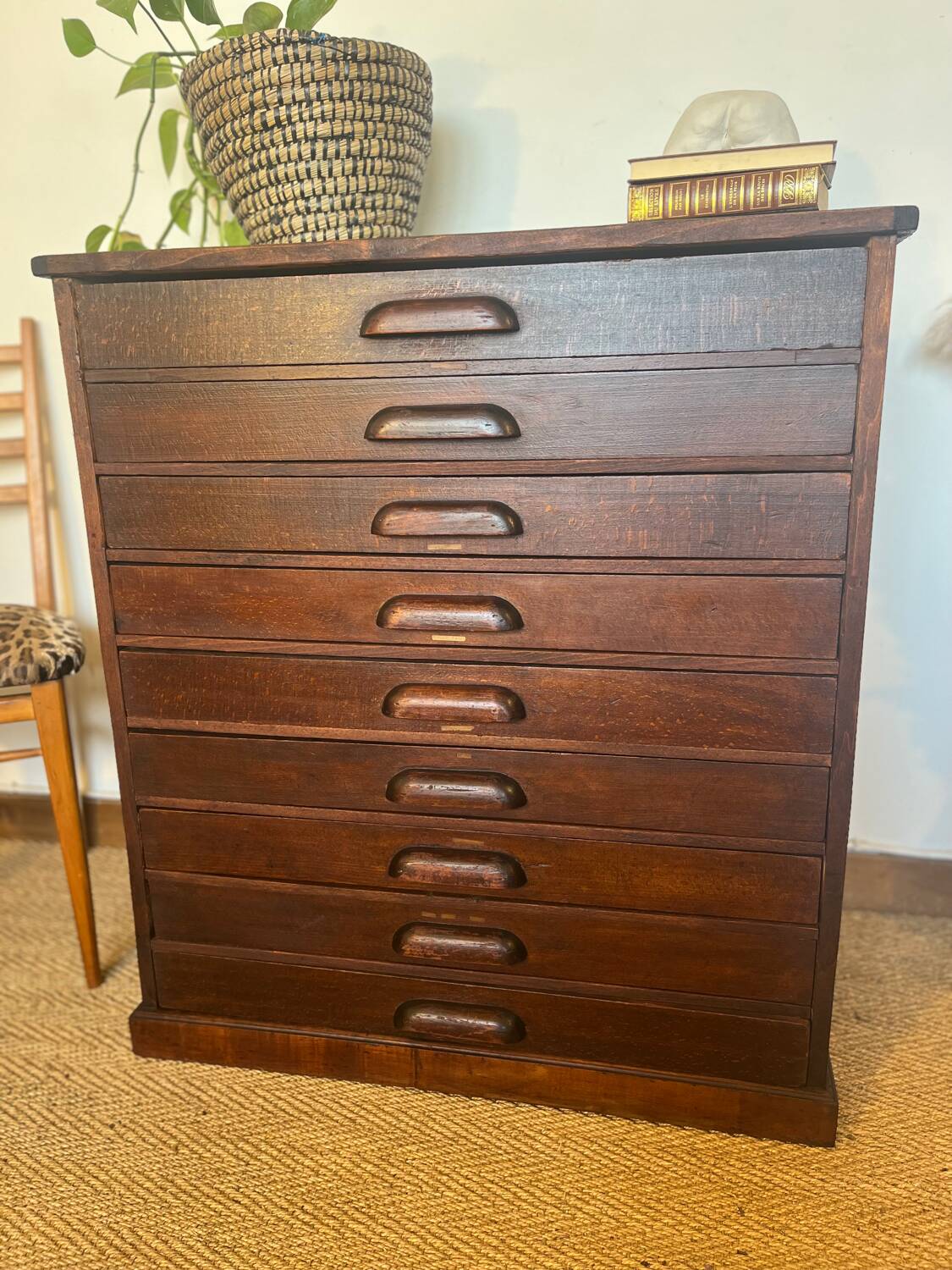 Vintage wooden architect's professional furniture