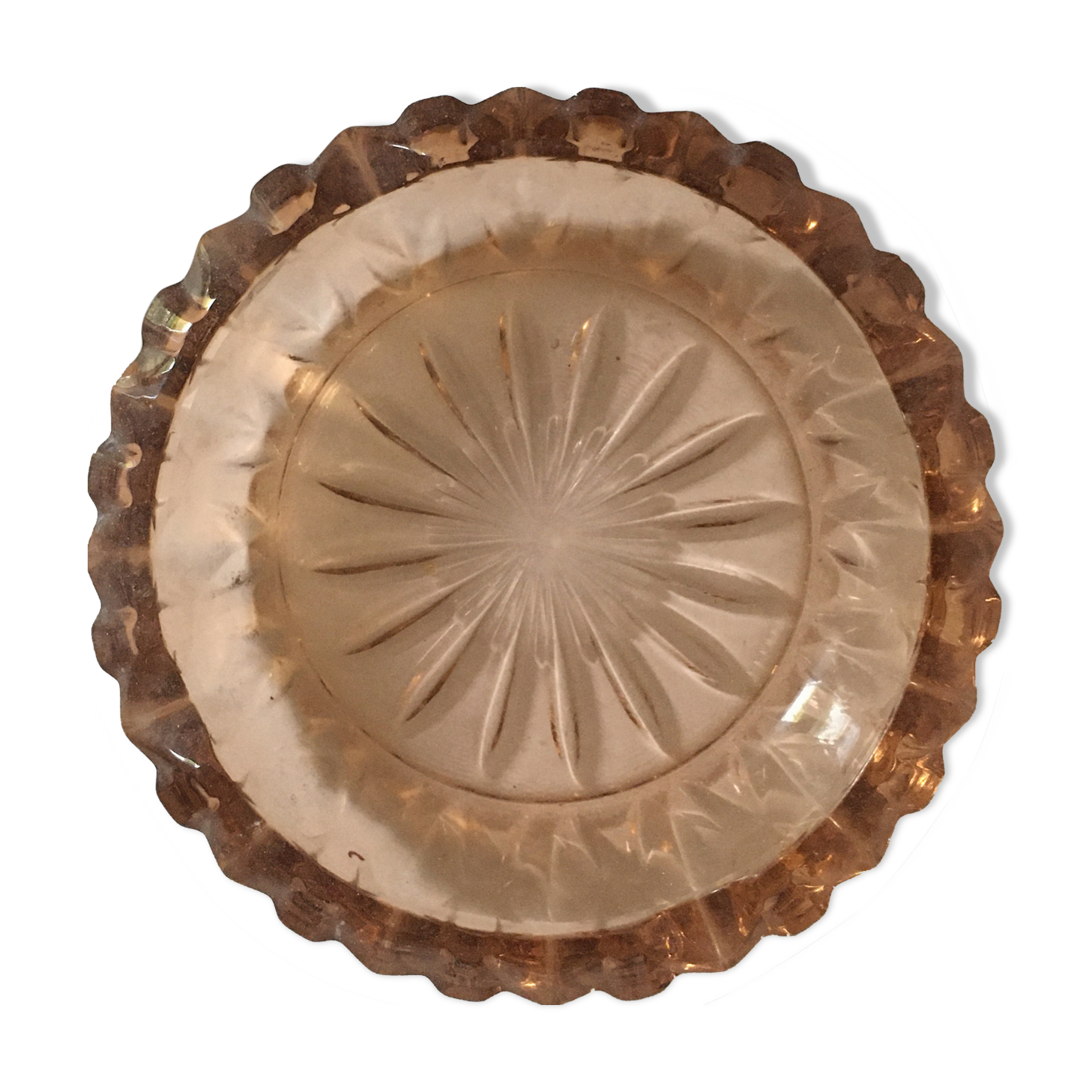 Pink molded glass ashtray