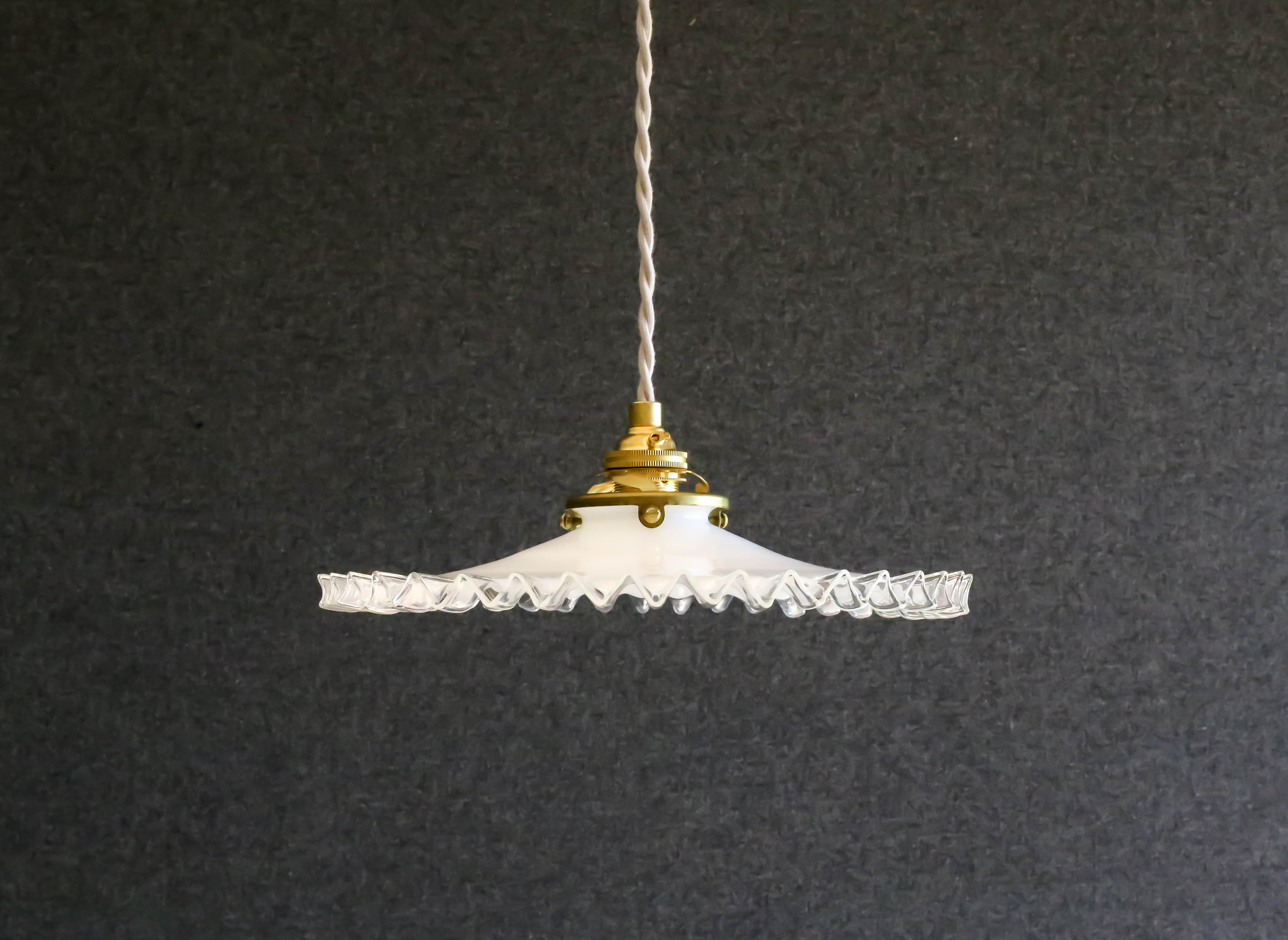 Old white opaline pendant lamp delivered with new cable and new socket