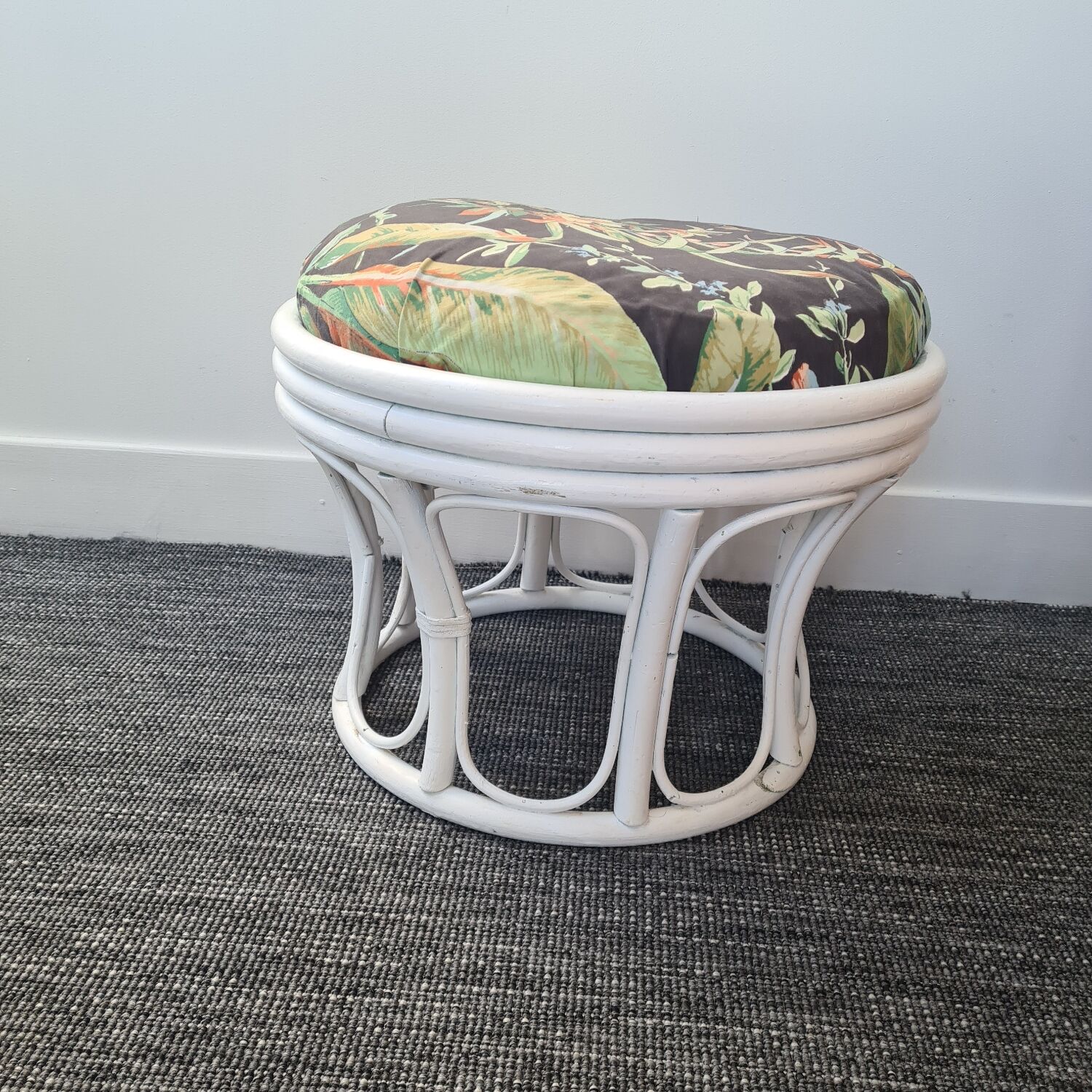 White rattan stool