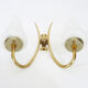 Pair of brass wall sconces and double tube in white opaline 1960