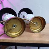 Pair of mid-century porcelain brass bedside lamps, 50s/60s