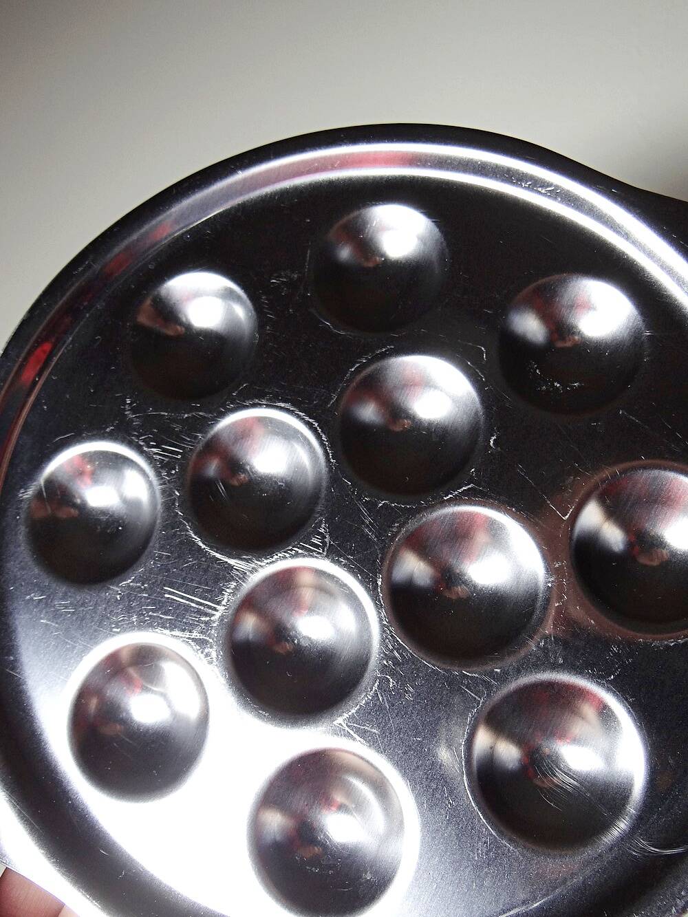 Set of 6 vintage stainless steel snail dishes, French, 1980s-90s.