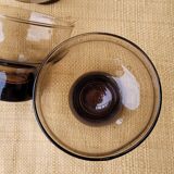 5 70's smoked glass cups