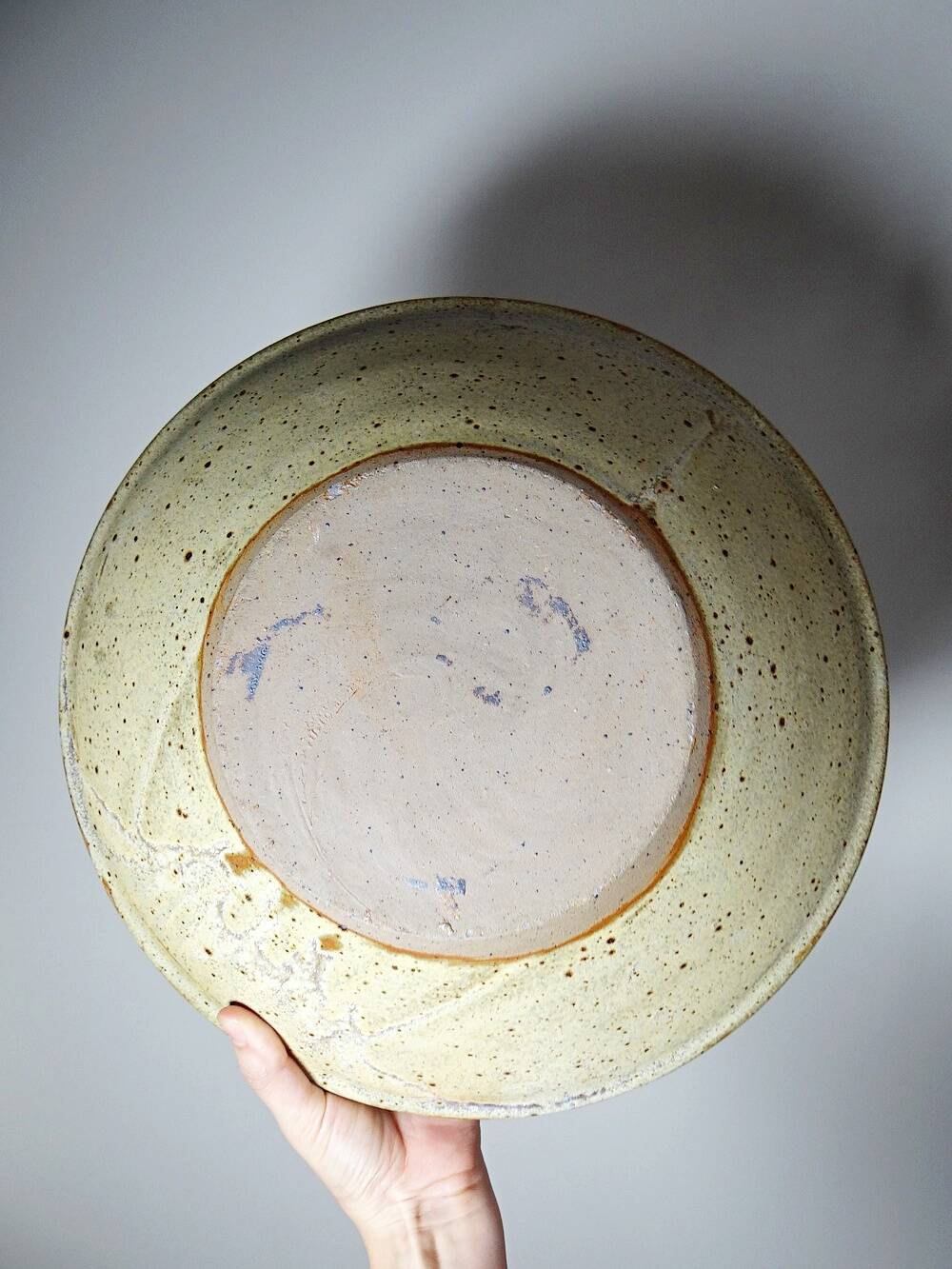 Large vintage Puisaye stoneware fruit bowl attributed to Jean-Pierre Prudhomme