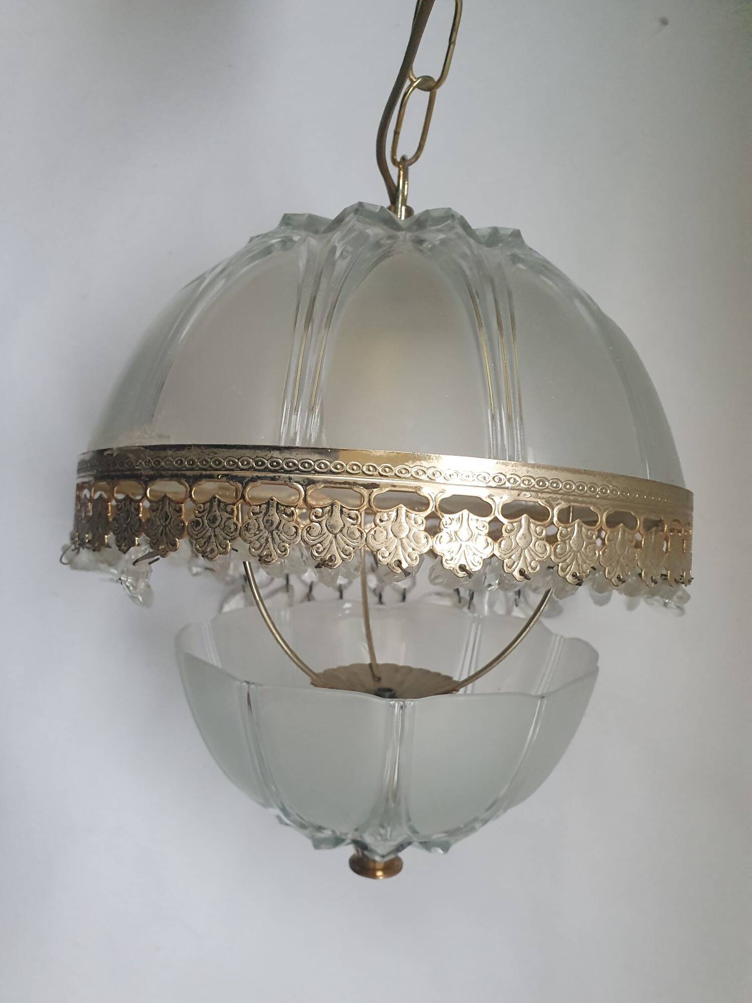 Large vintage ball chandelier with tassels