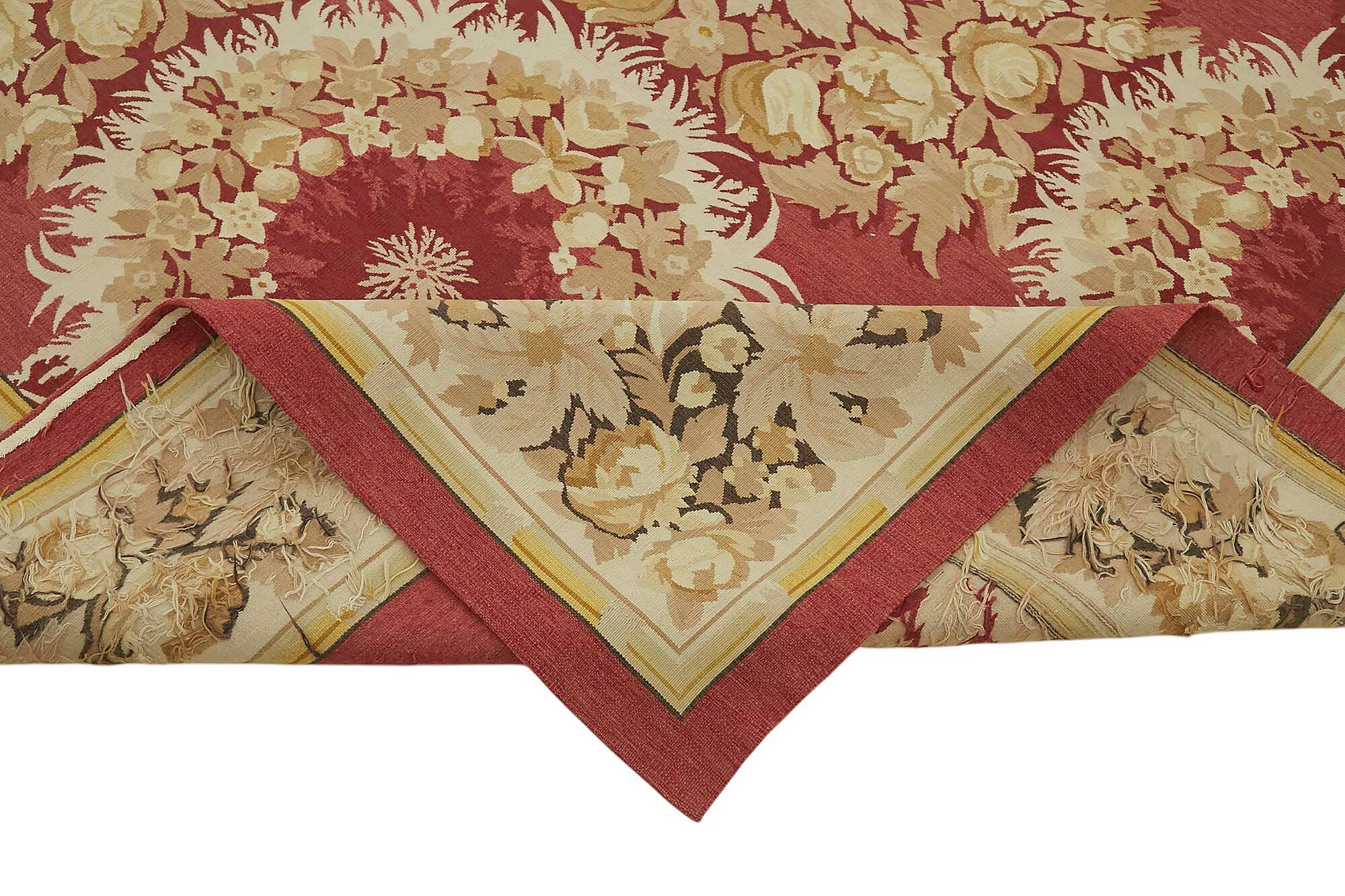 Handmade European Vintage Aubusson Kilim 267 cm x 361 cm