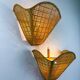 Pair of scalloped rattan wall sconces, sourced in Spain, 1980s