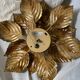 Pair of vintage Masca wall lights with golden flowers, 1970s