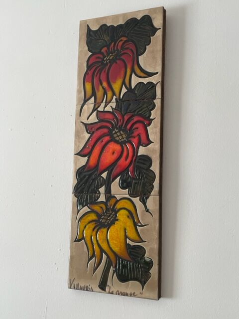 Vintage Vallauris ceramic painting "La Grange"