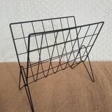 Vintage black metal wire magazine holder