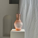 Grand vase rose en verre moulé italien vintage H31