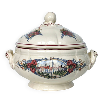 Earthenware tureen from sarreguemines obernai model illustrated by henri loux