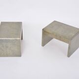 Mid-Century Modern Bedside Tables Made of Laquered Goat Skin by Aldo Tura