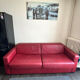 Red genuine cowhide convertible sofa