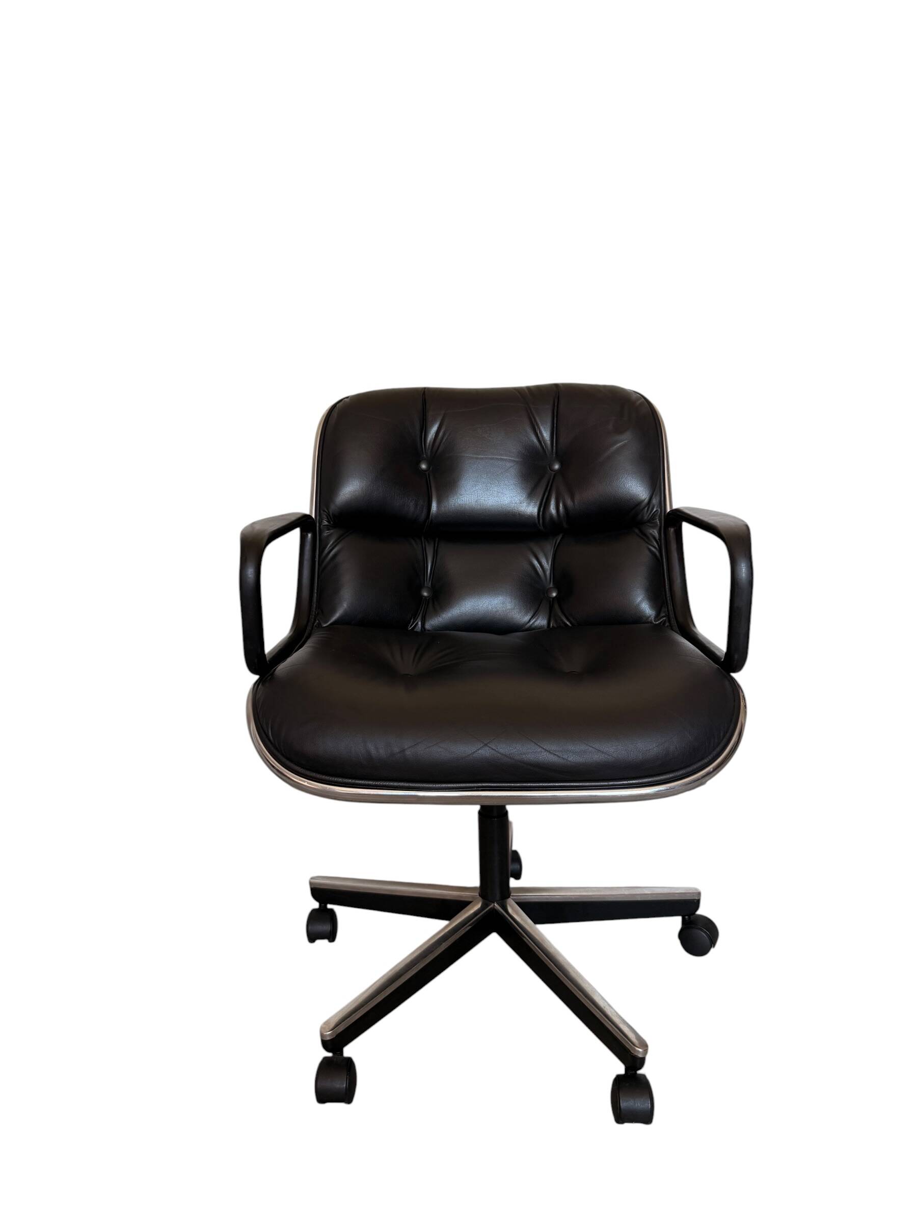 Charles Pollock Knoll Office Chair - Black Leather (Signed Model)
