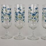 5 Arcopal Myosotis Veronica champagne flutes