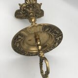 Cendrier sur pied en laiton massif vintage décor signes du zodiaque