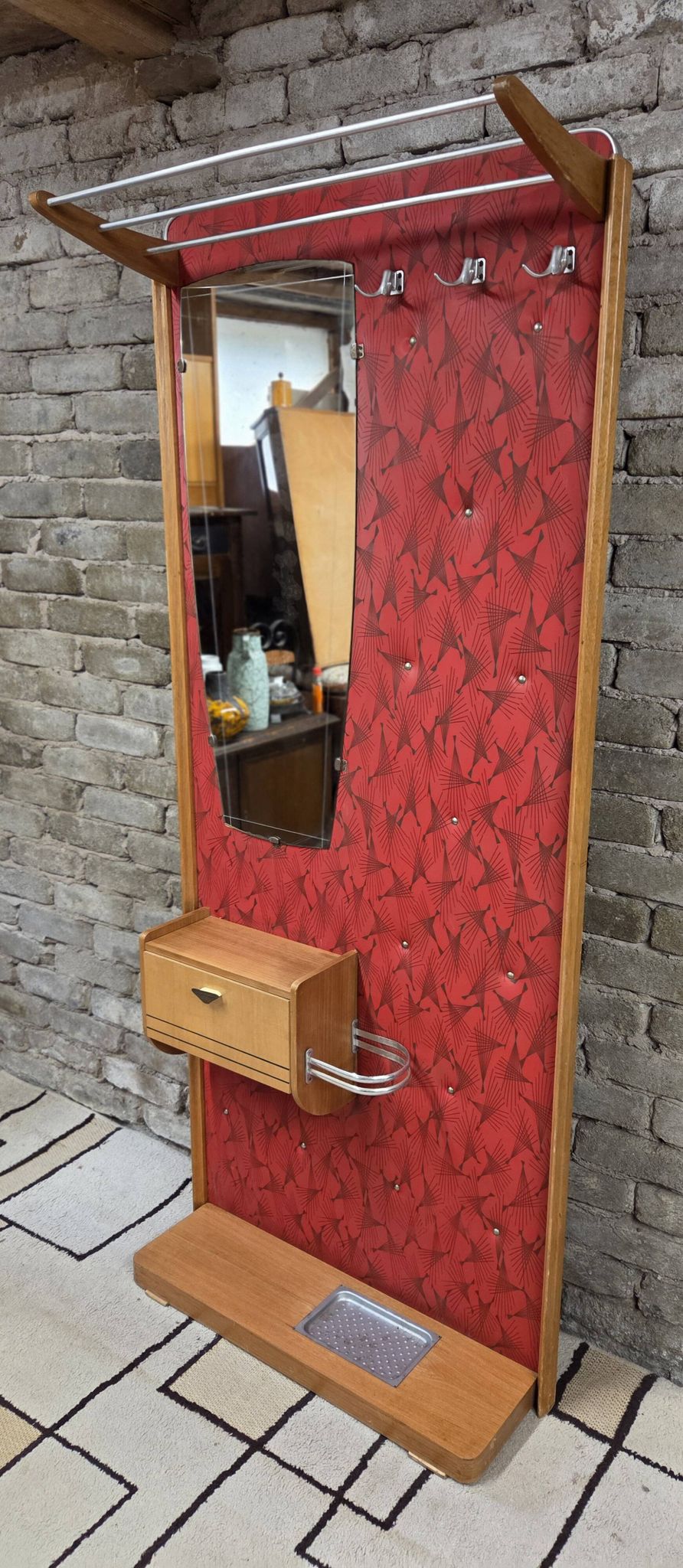 Vintage wall coat rack from the 50s/60s – Rockabilly design cloakroom